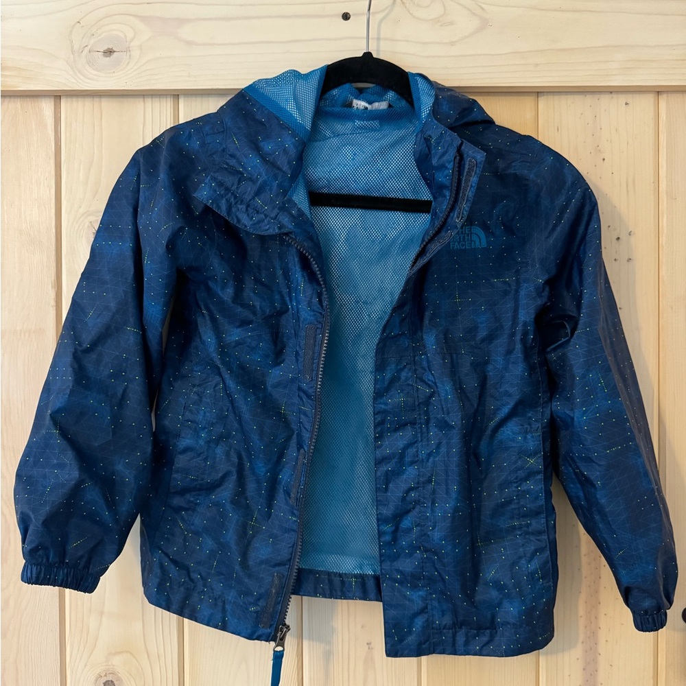 Boys 7/8 north face hooded rain jacket